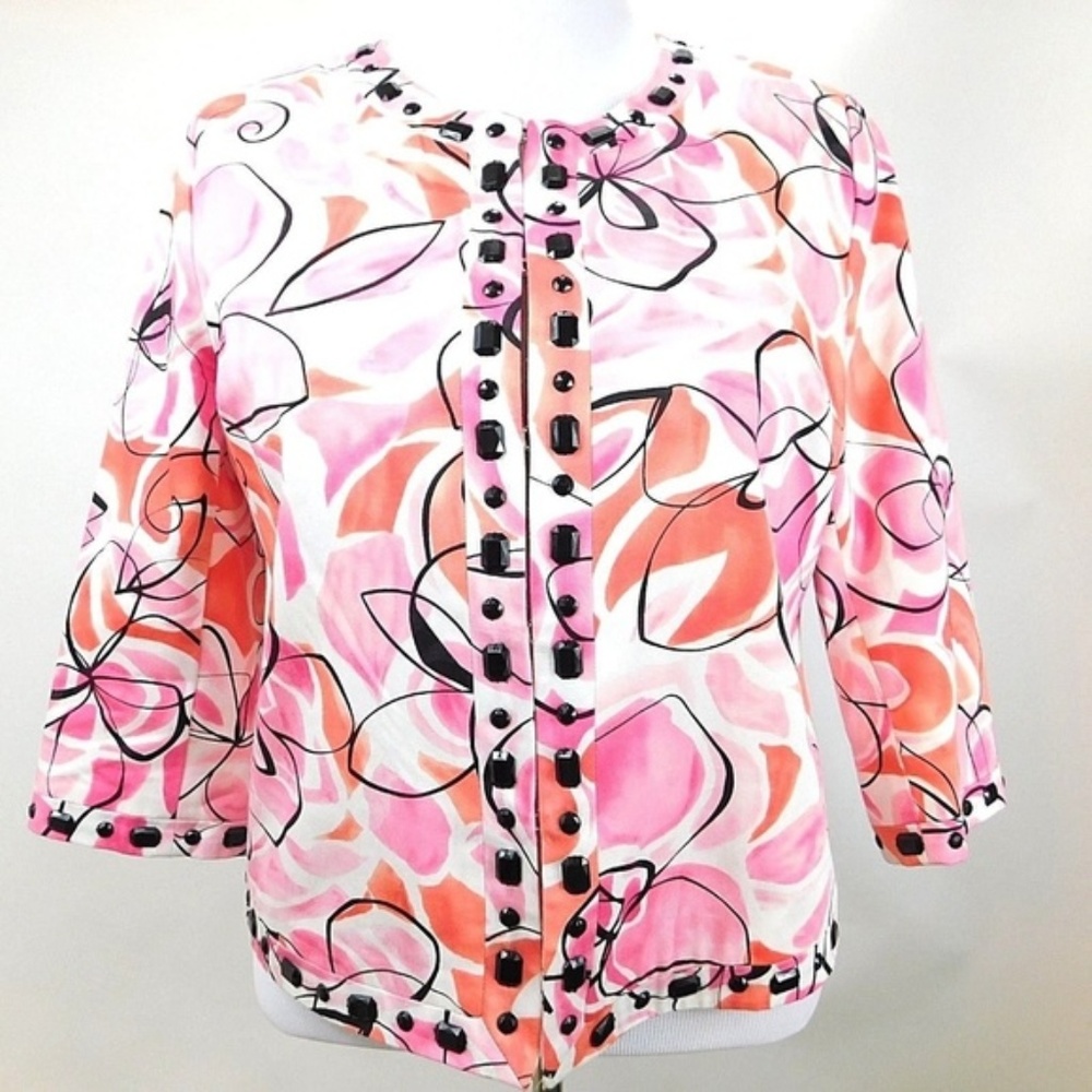 Silkland Womens Large Jacket Blazer Pink White